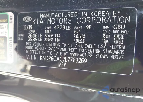 2020 Kia Sportage S из США, поврежденный, VIN KNDP6CAC7L7783269